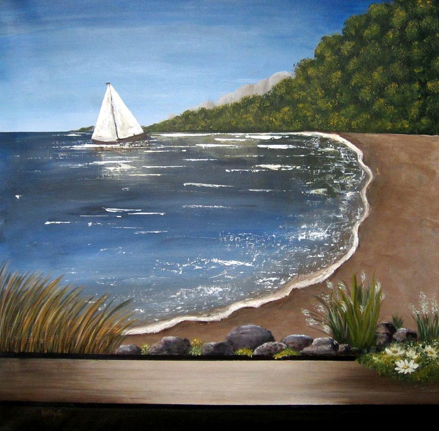 Beach Days Painting by Kathy Sheeran
