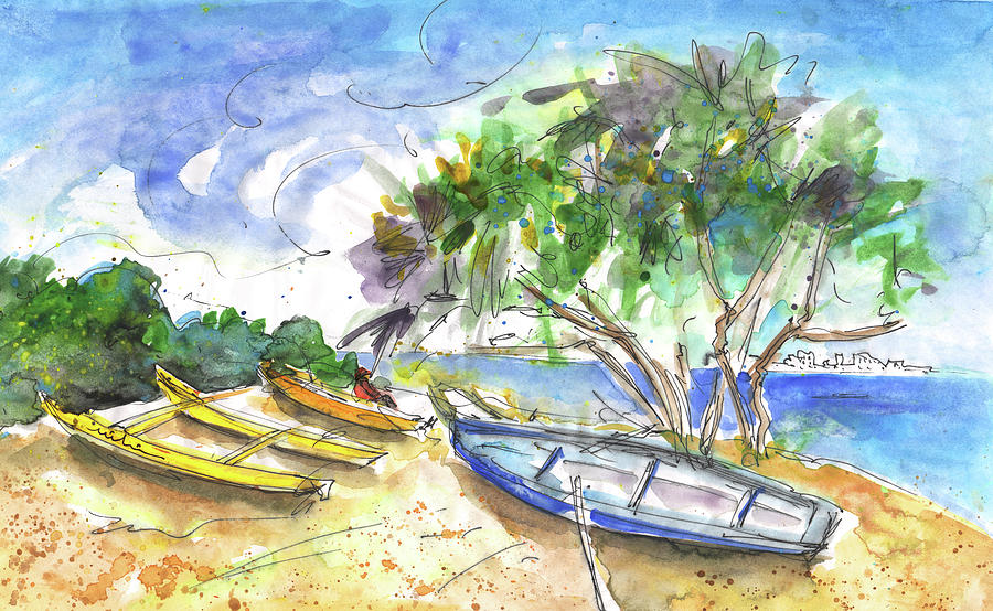 Beach in Ayia Napa Painting by Miki De Goodaboom
