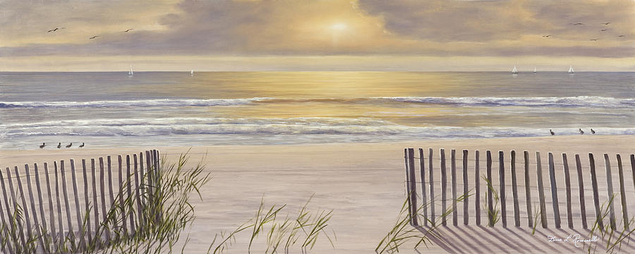Beach Light Panoramic View Painting by Diane Romanello