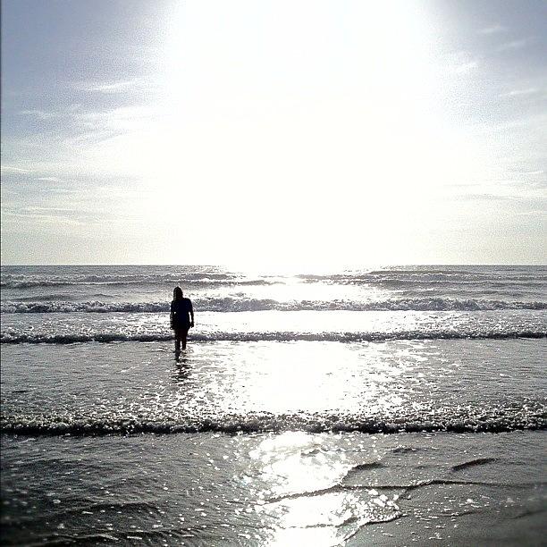 Beach Photograph - #beach #sunrise #girl #silhouette by Andrew Fesmire
