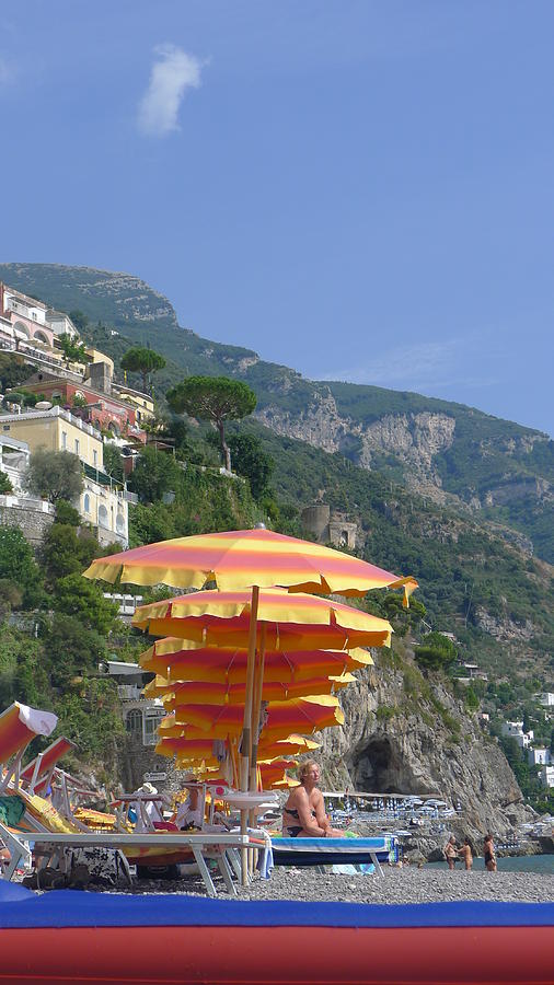 Beach umbrellas - Positano Photograph by Nora Boghossian