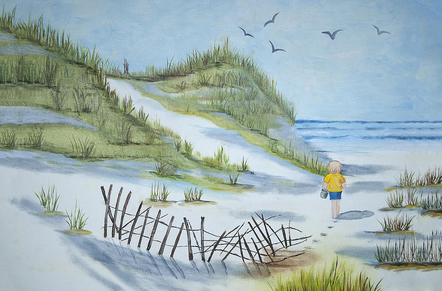 Seagull Painting - Beach Walk by Maria Dryfhout