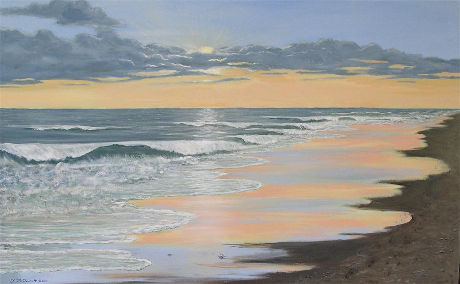 Beach Walk Reflections Painting by Kathleen McDermott