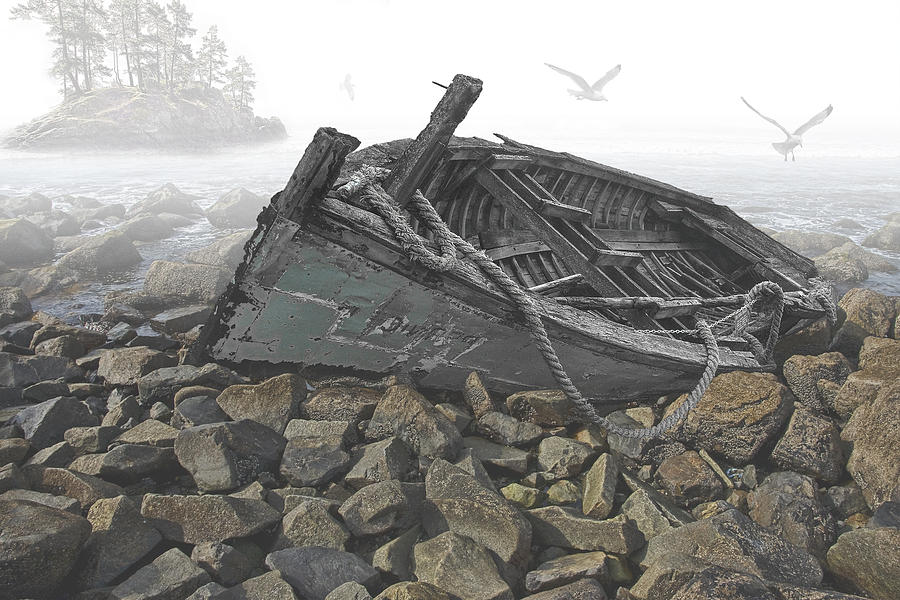 Landscape Photograph - Beached Boat by Randall Nyhof