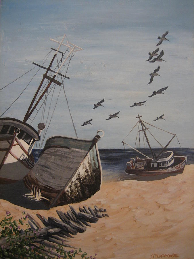 Beached Boats Painting by Barbara Prestridge