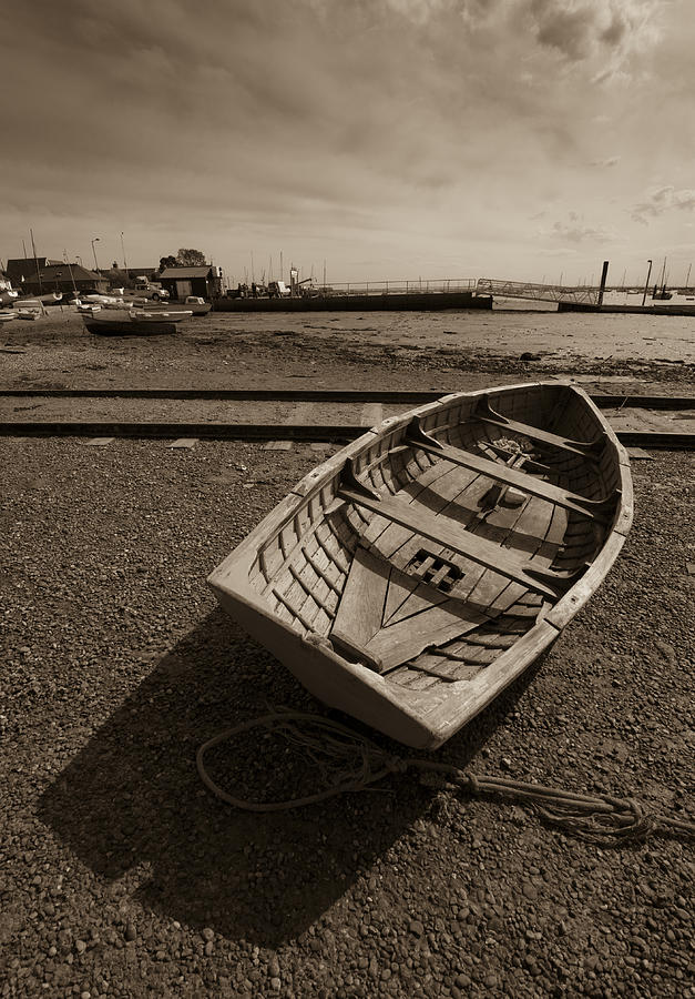Beached rowing boat West Mersea  Photograph by Gary Eason