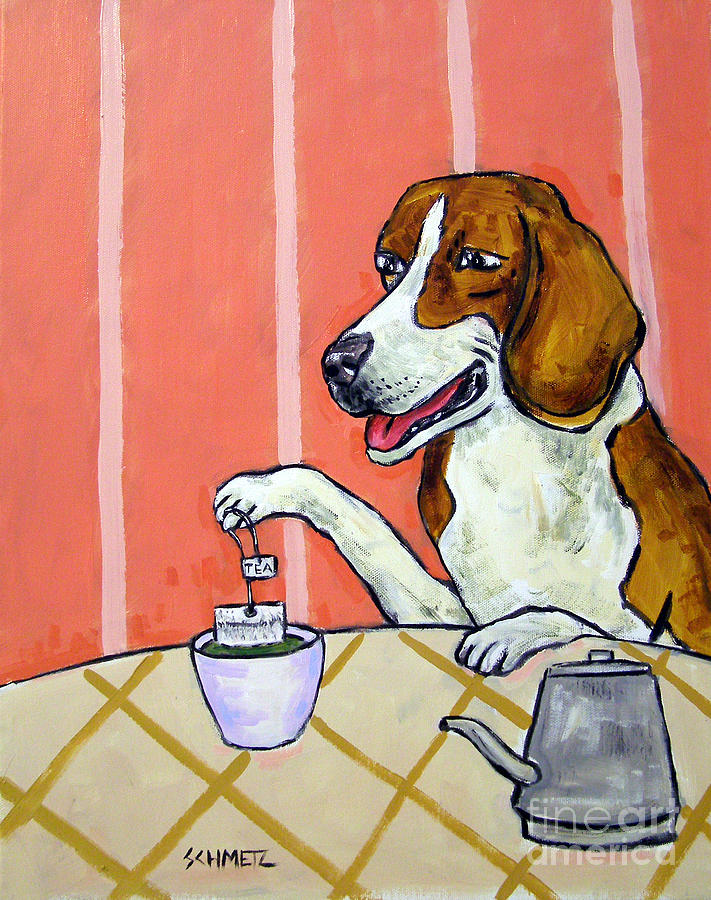 Tea Painting - Beagle Steeping Tea by Jay  Schmetz
