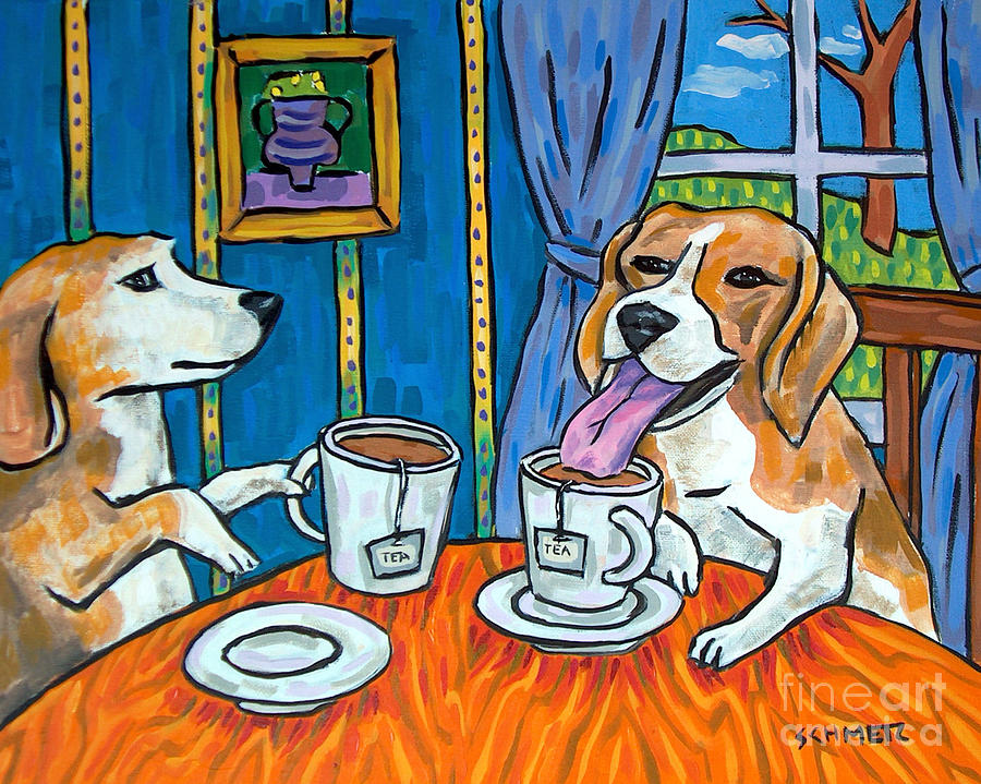 Tea Painting - Beagles Having Tea by Jay  Schmetz