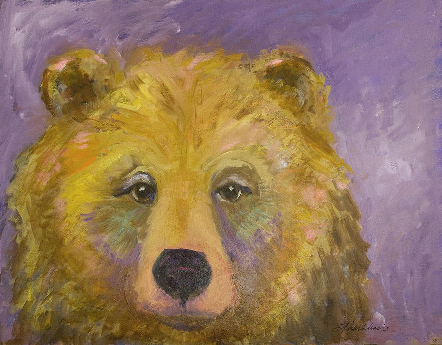 Bear in Purple Painting by Sandra Charlebois