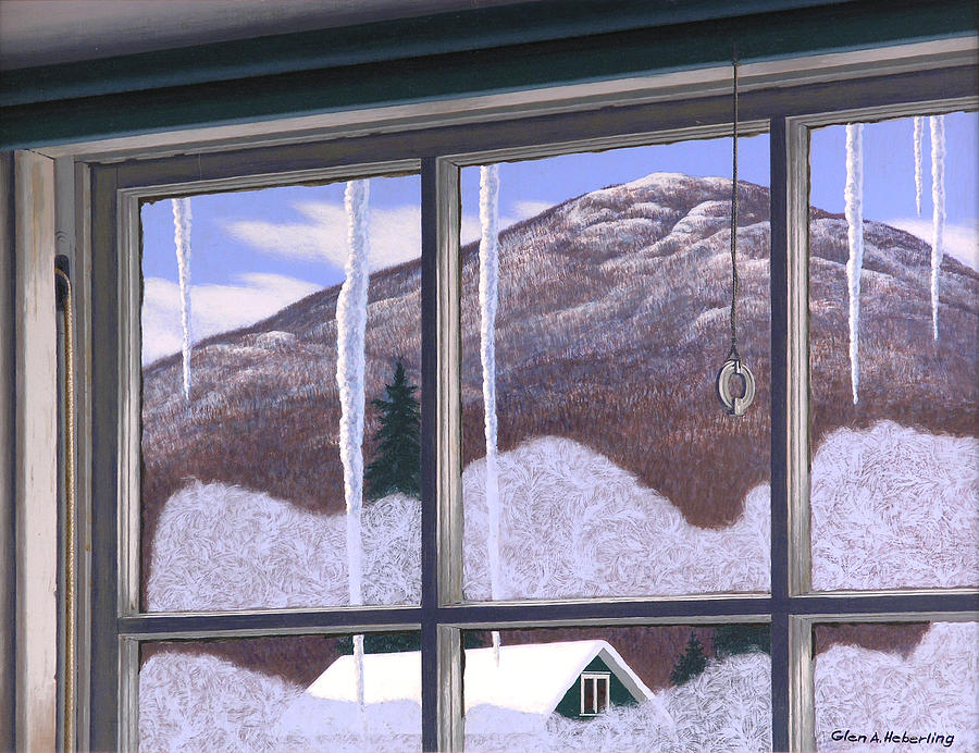 Winter Painting - Bear Rock Mountain From The Artists Studio  by Glen Heberling