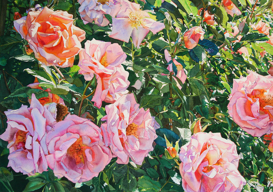 Pink Roses Painting - Beauties by Kathleen Ballard Pink Roses Painting - Beauties by Kathleen Ballard