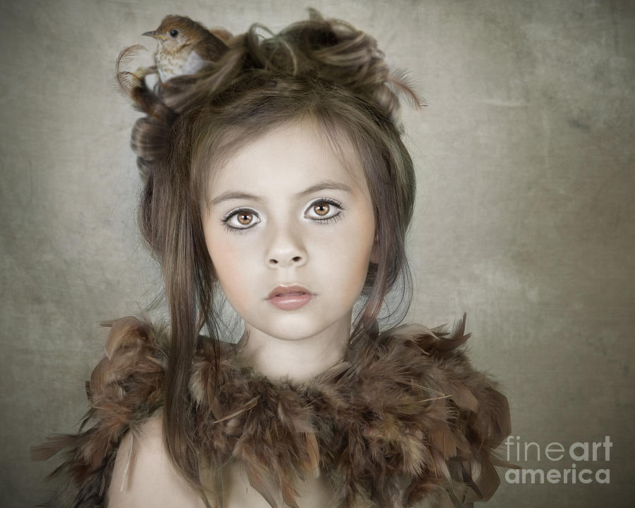 Beautiful Child With Bird Photograph by Ethiriel Photography