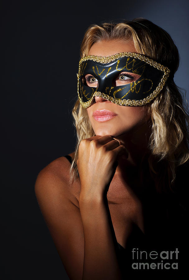 Fantasy Photograph - Beautiful female wearing mask by Anna Om