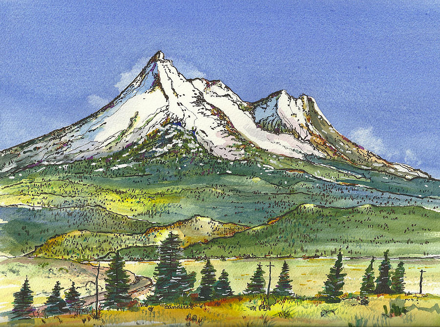 Beautiful Mt Shasta  Painting by Terry Banderas