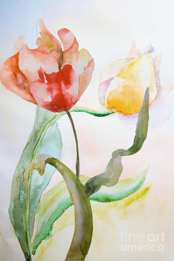Beautiful tulips flowers  Painting by Regina Jershova