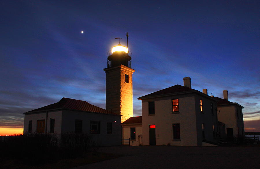 Beavertail Lighthouse at Twilight Photograph by John Burk