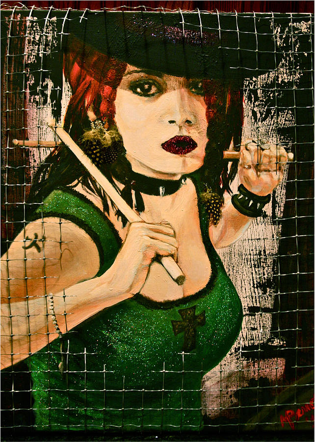Rock And Roll Painting - Becca Drummer Girl  by Martha Bennett