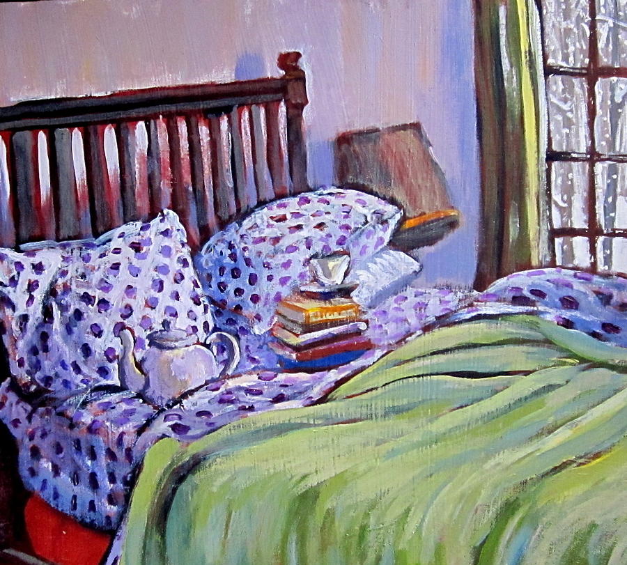 Bed And Books Painting by Tilly Strauss