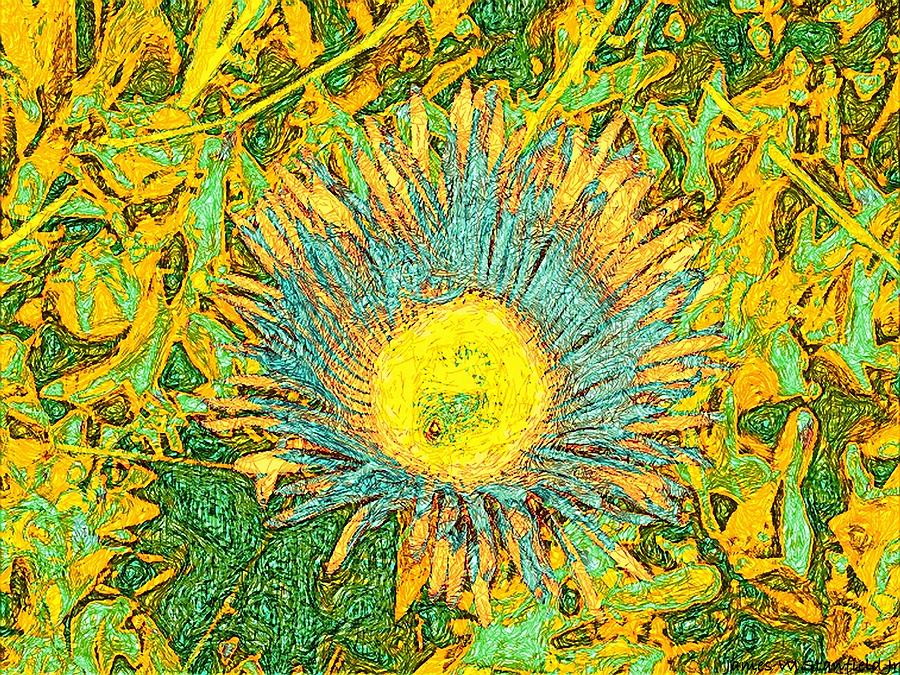 Vincent Van Gogh Painting - Bee and flower in Impressionism Van Gogh bright style by James Stanfield