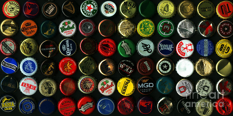 Beer Bottle Caps . 2 to 1 Proportion Photograph by Wingsdomain Art and Photography