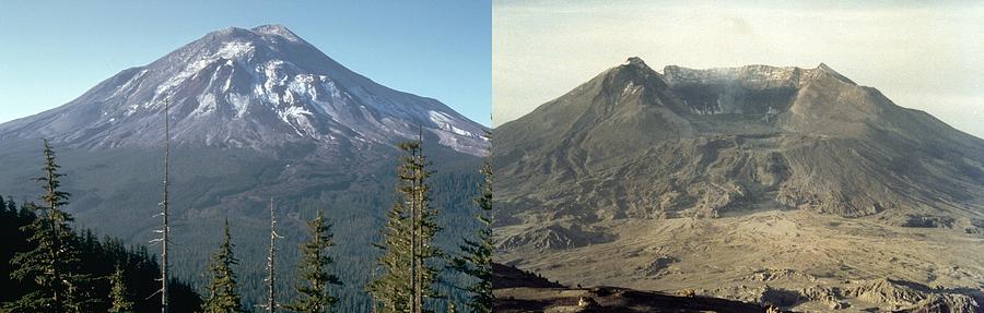 Before And After The Eruption Of Mount Photograph by Everett