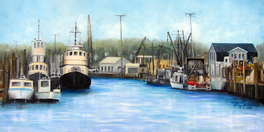 Belford Fishing Seaport NJ Painting by Leonardo Ruggieri