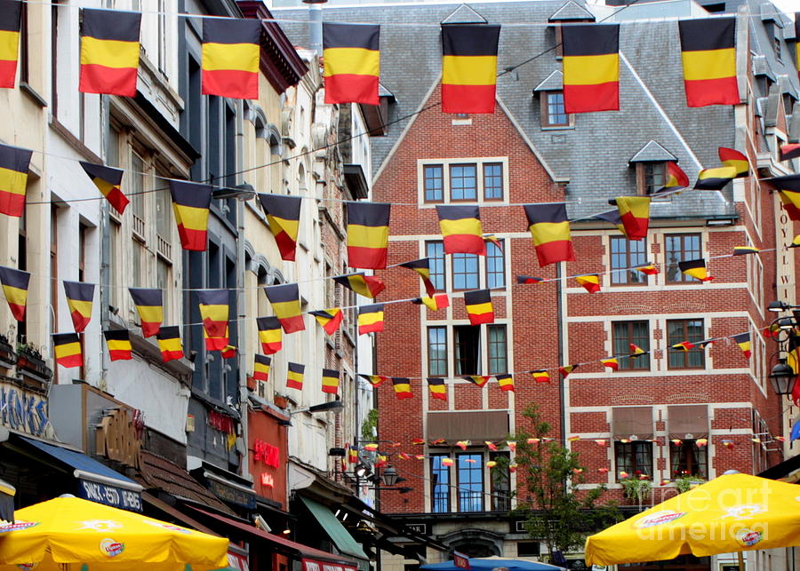 Belgian Flags in Brussels Photograph by Carol Groenen