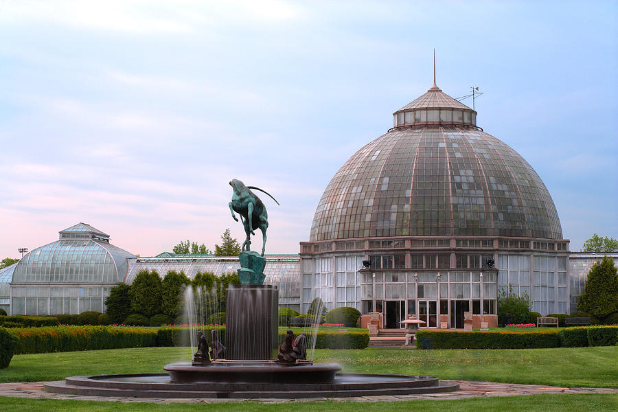 Belle Isle Anna Scripps Whitcomb Conservatory and Leaping Gazelle Statue By Marshall Fredericks Photograph by Gordon Dean II