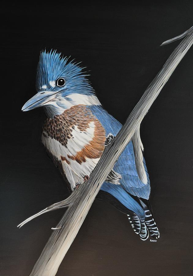 Belted Kingfisher Painting by Kenneth M Kirsch