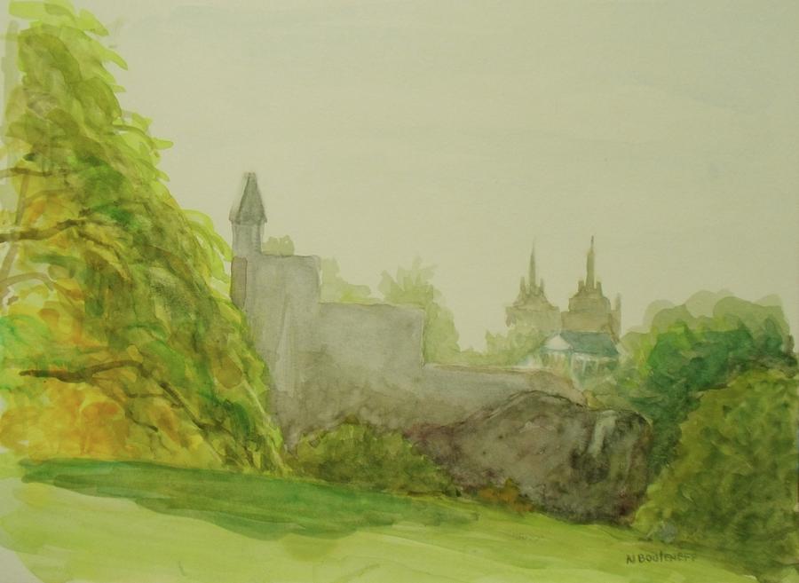 Belveder Castle Central Park NY Painting by Nicolas Bouteneff