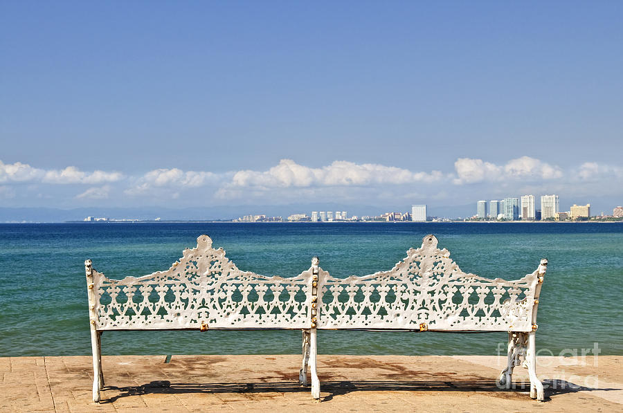 Holiday Photograph - Bench on Malecon in Puerto Vallarta by Elena Elisseeva
