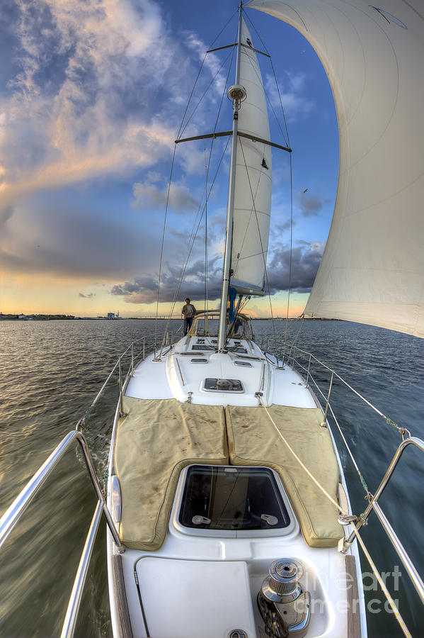 Beneteau Sailboat Sailing Sunset Photograph by Dustin K Ryan