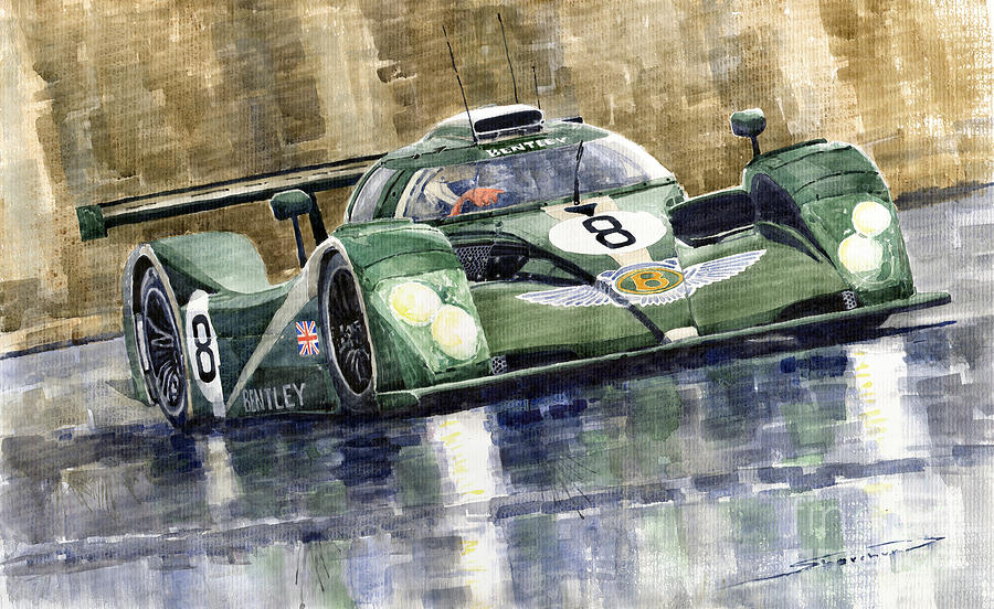 Transportation Painting - Bentley Prototype EXP Speed 8 Le Mans racer car 2001 by Yuriy Shevchuk