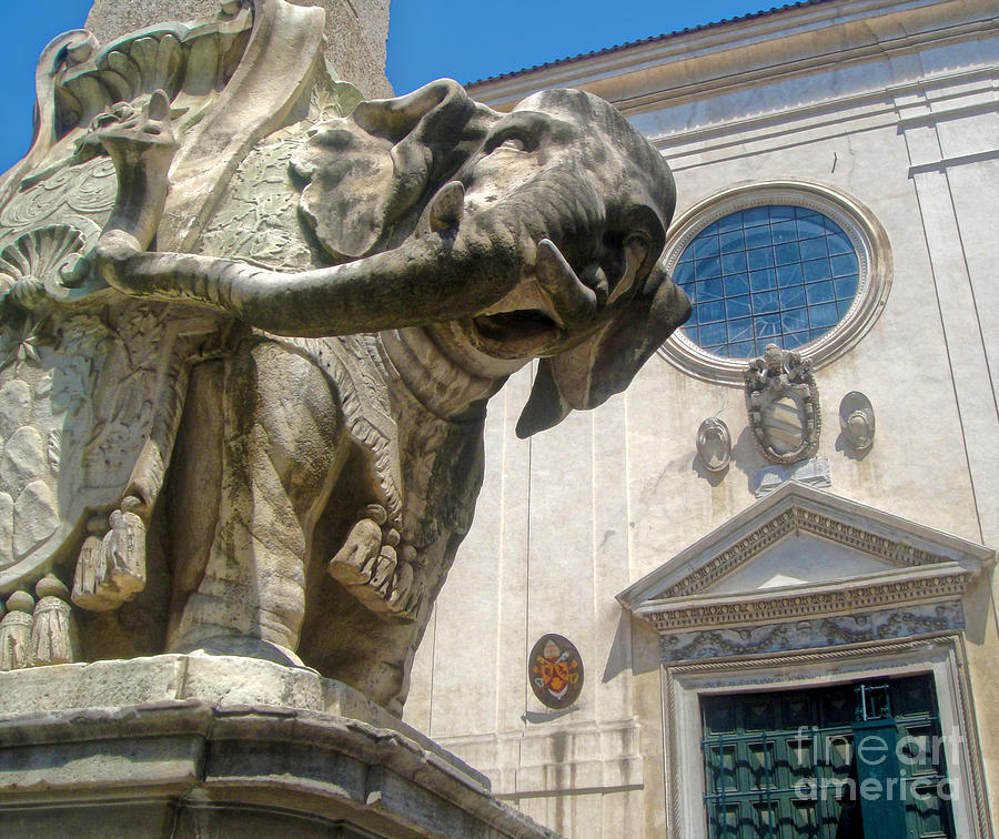 Elephant Photograph - Bernini Elephant statue and Santa Maria sopra Minerva by Gregory Dyer