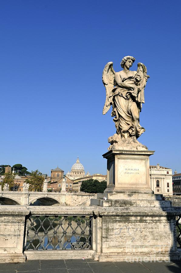 Architecture Photograph - Bernini Statue on the Ponte Sant Angelo. River Tiber. Rome by Bernard Jaubert