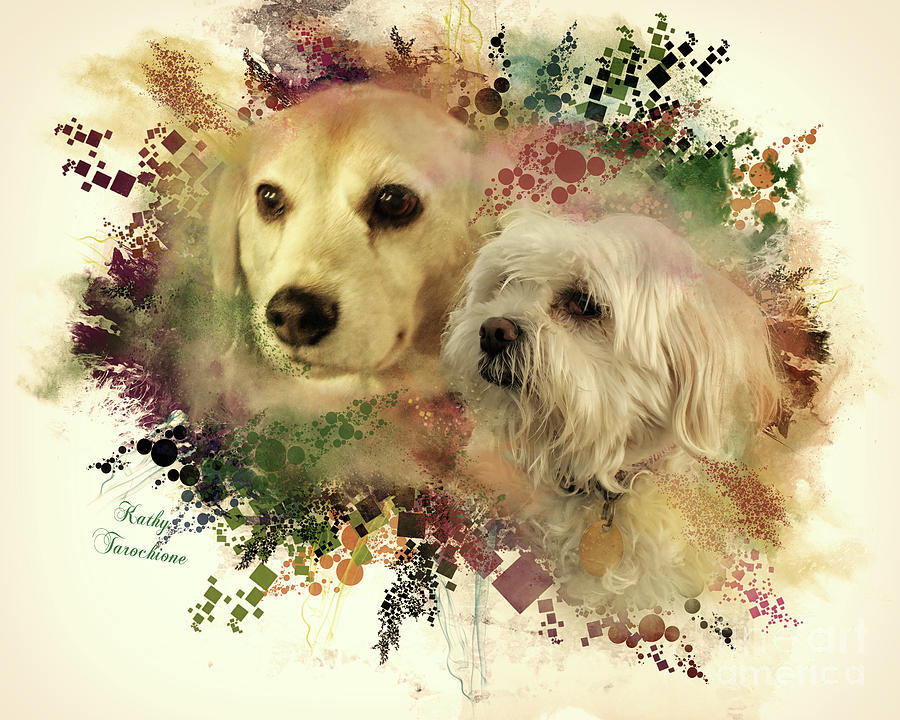 Dog Digital Art - Best Friends by Kathy Tarochione
