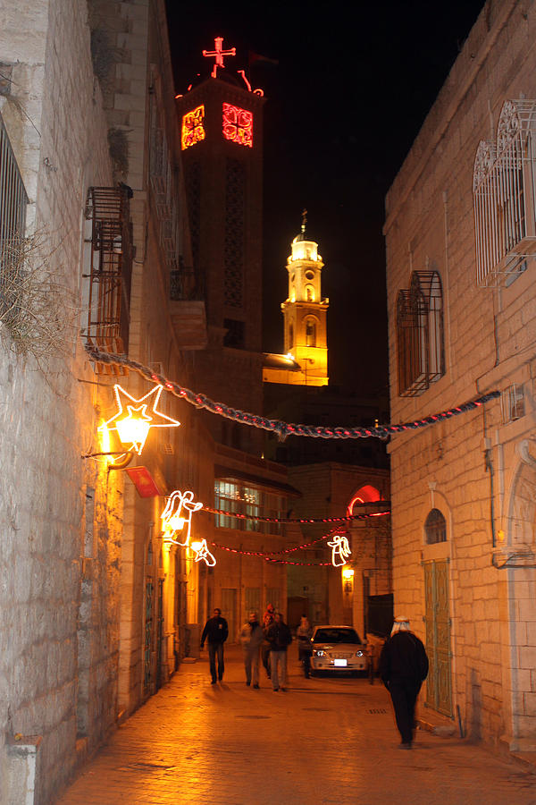 Bethlehem at Night Photograph by Munir Alawi
