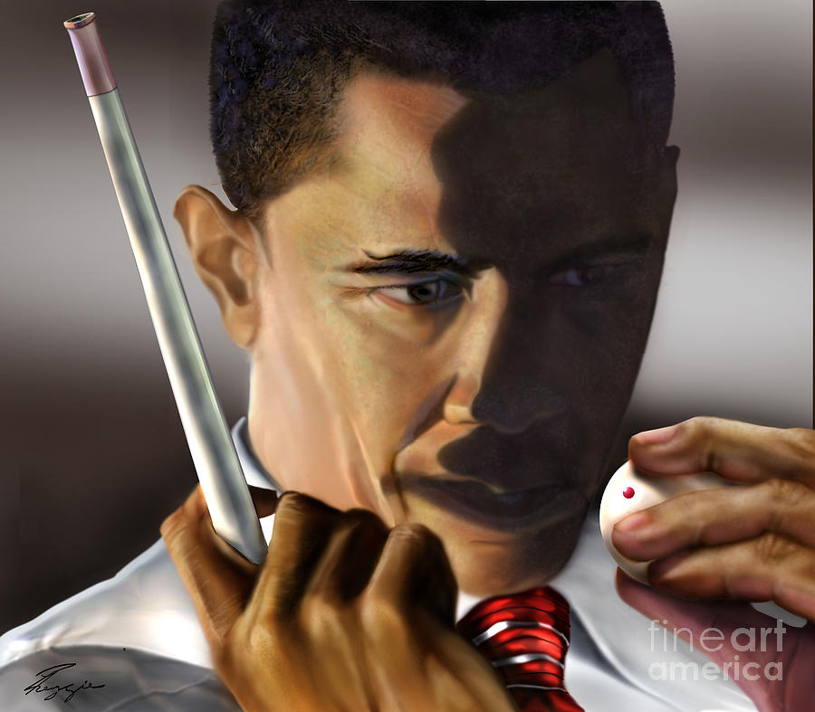Obama Beyond Shark Waters Painting by Reggie Duffie