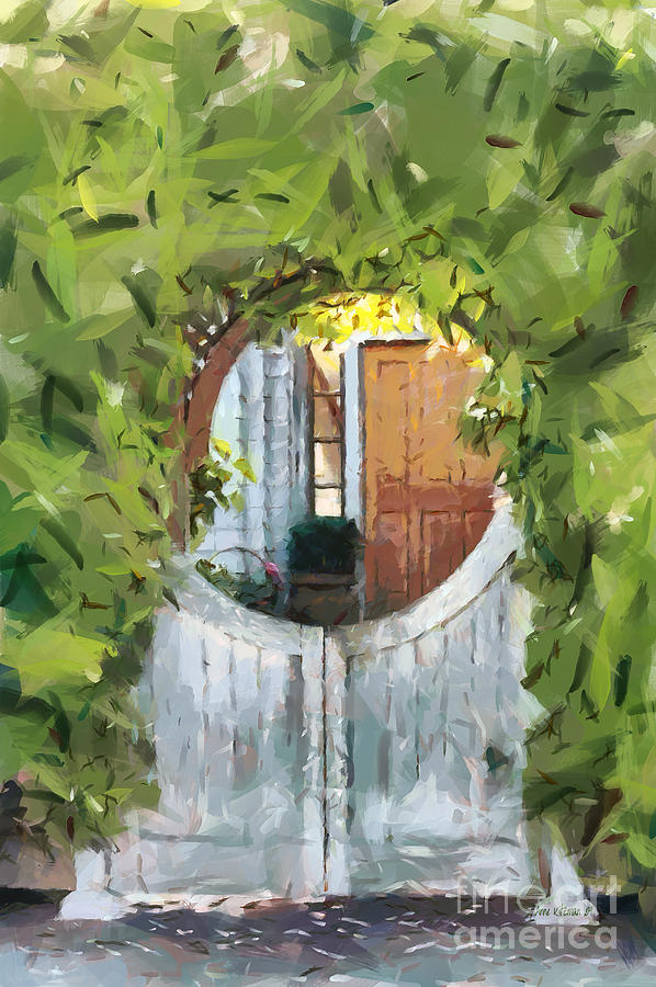 Flower Painting - Beyond the Gate - A Scene from Mackinac Island Michigan by Anne Kitzman