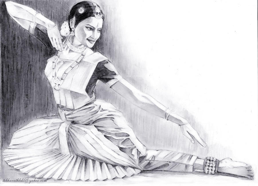 How to draw a realistic bharatnatyam dancer using pencil shading sketch  /Indian classical dancer - YouTube