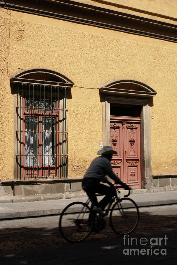 Bicycle Photograph - BICYCLE RIDER San Luis Potosi Mexico by John  Mitchell