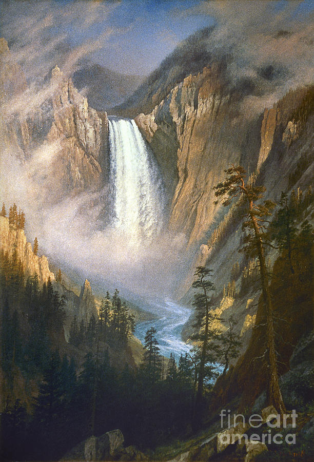 Yellowstone Falls, c1881 Painting by Albert Bierstadt