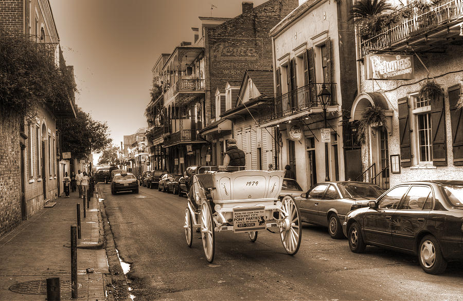 Big Easy Carriage Ride Sepia Photograph by Greg and Chrystal Mimbs