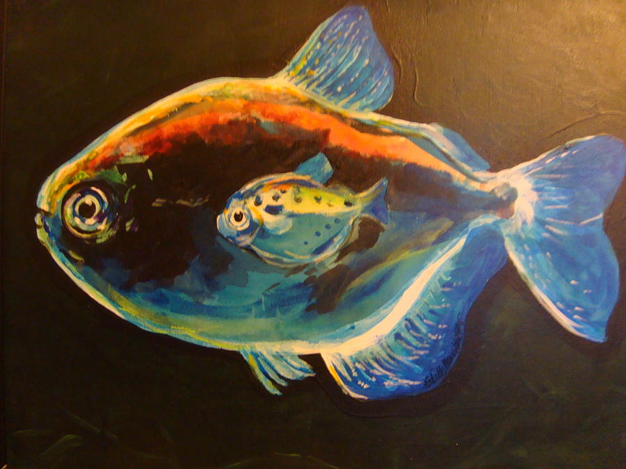 Big Fish Little Fish Painting by Edith Hunsberger