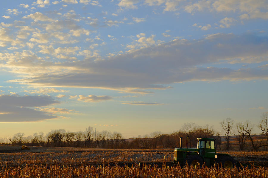 Landscape Photograph - Big Sky and Tractor at Rest by Christine Belt