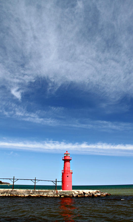 Big Sky Over Algoma Lighthouse Photograph by Mark J Seefeldt