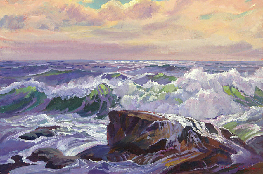 Big Sur Lavender Sea Painting by David Lloyd Glover