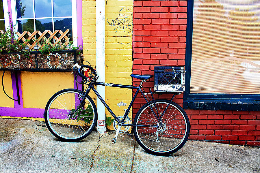 Bike Leaning On The Colorful City Walls of Asheville  Photograph by Gray  Artus