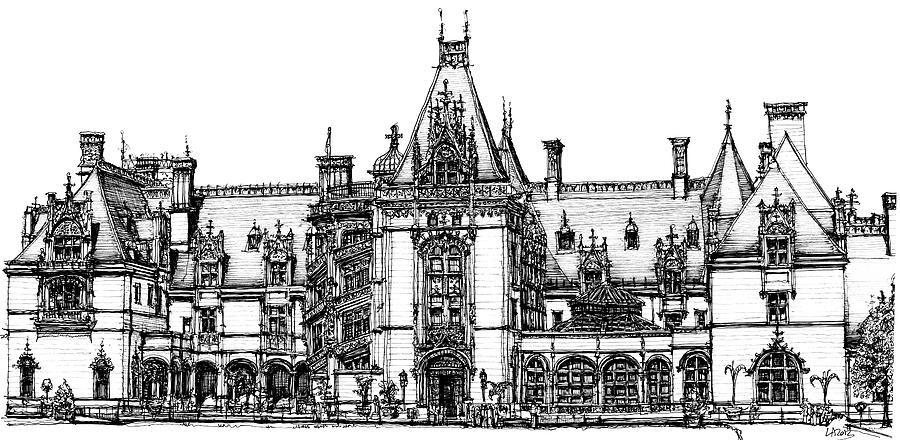 Architecture Drawing - Biltmore House in Asheville by Building  Art