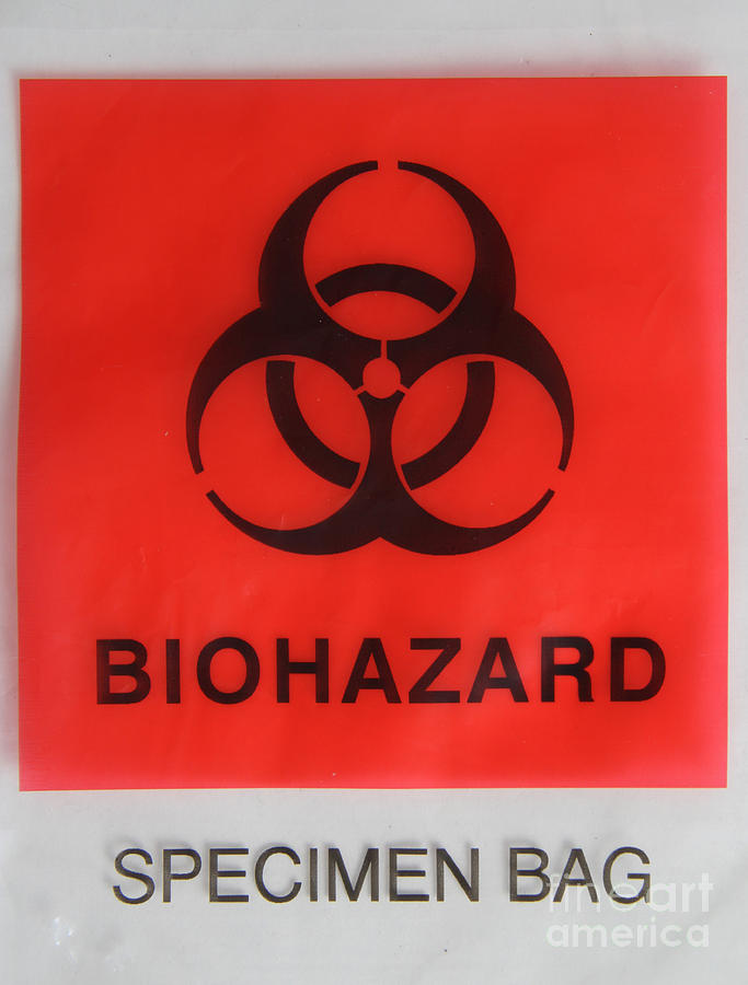 Biohazard Warning On Specimen Bag Photograph by Photo Researchers, Inc.